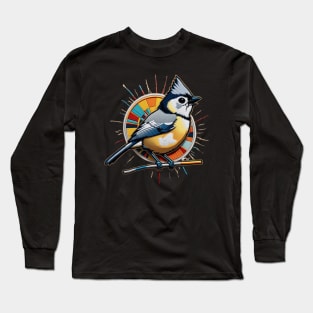 Majestic Titmouse Embroidered Patch Long Sleeve T-Shirt